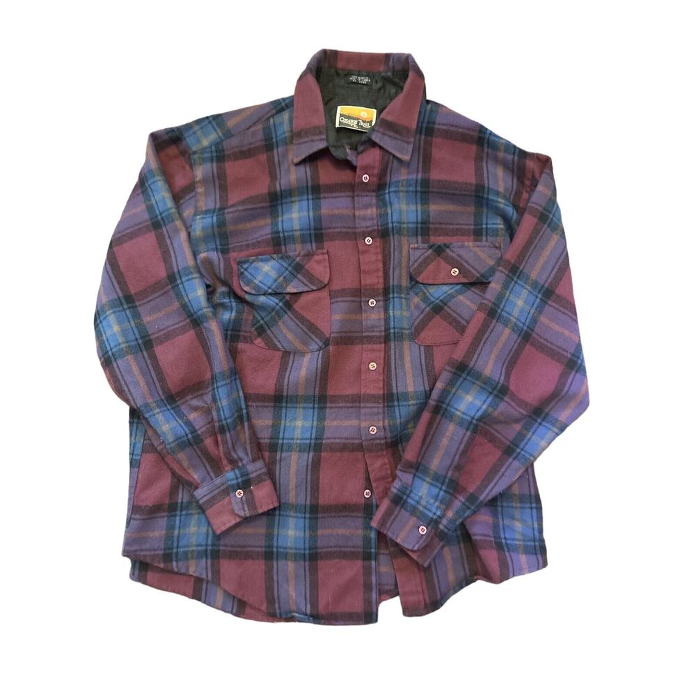 Ozark Trail Purple Blue Black Plaid Flannel Shirt Men's XL